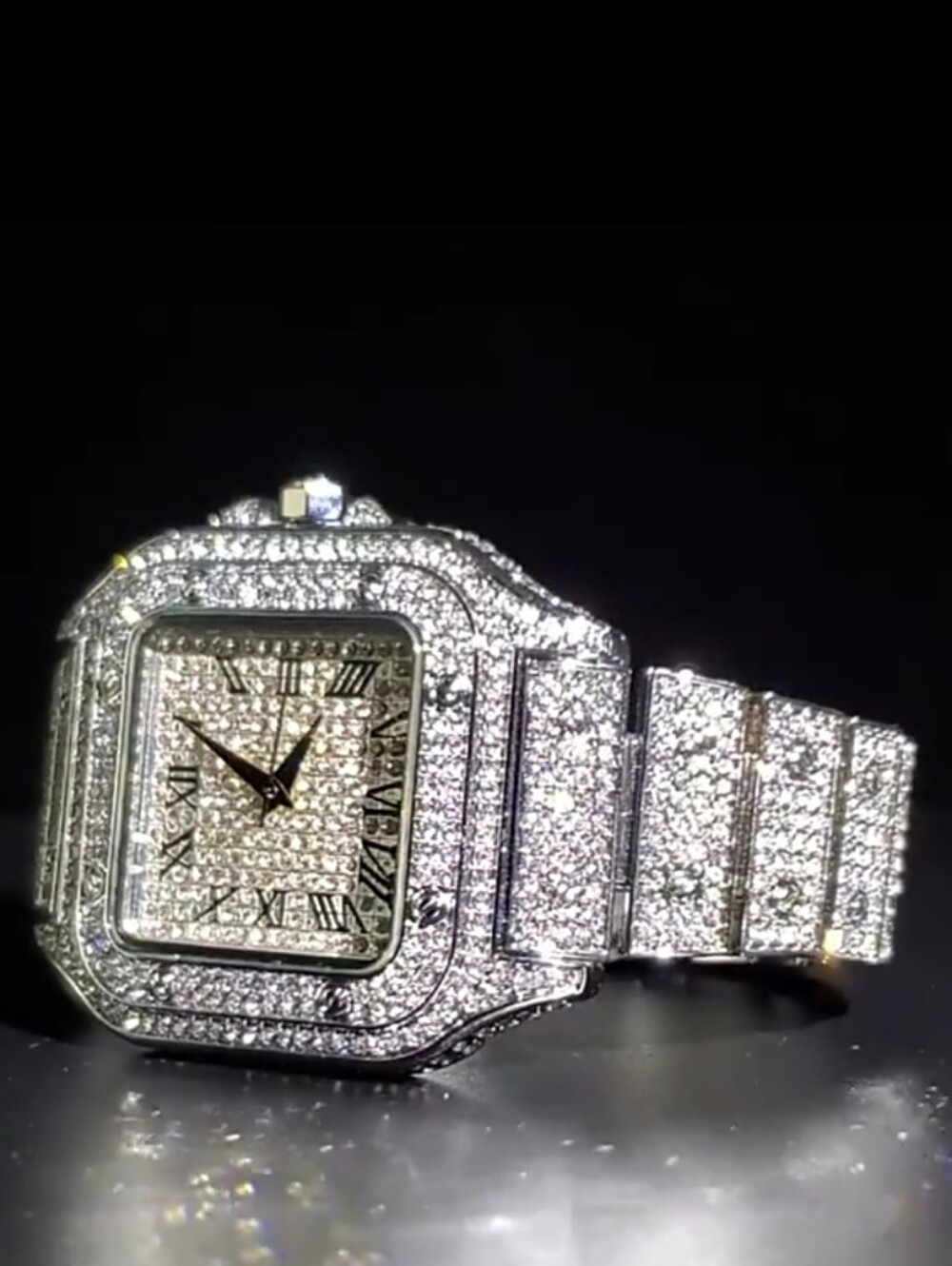 Iced Out VVS Square Roman Dial Gold | Stainless Steel Bust Down Watch (NWOT) - Picture 8 of 8